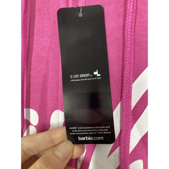 Barbie Hoodie Womens Large Zip Up Star Graphic Sweatshirt Hooded Jacket NWT pink - Picture 14 of 16